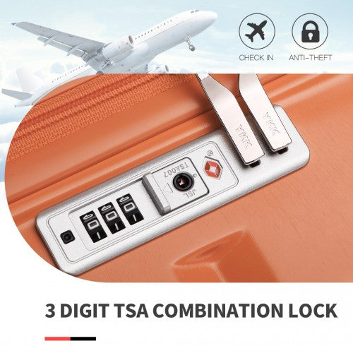 Kono 20 Inch Lightweight Hard Shell ABS Luggage Cabin Suitcase With TSA Lock - Orange