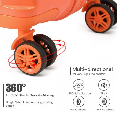 Kono 24 Inch Lightweight Hard Shell ABS Suitcase With TSA Lock - Orange