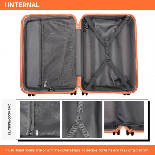 Kono 24 Inch Lightweight Hard Shell ABS Suitcase With TSA Lock - Orange