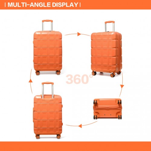 Kono 24 Inch Lightweight Hard Shell ABS Suitcase With TSA Lock - Orange
