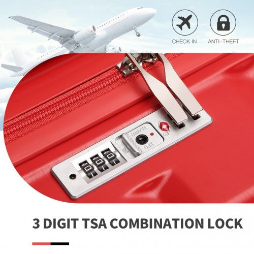 Kono 24 Inch Lightweight Hard Shell ABS Suitcase With TSA Lock - Red