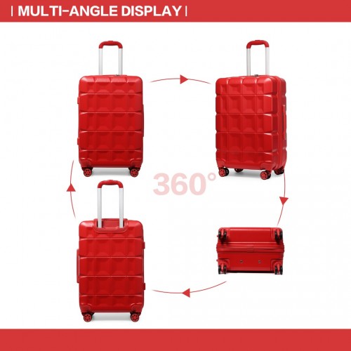 Kono 24 Inch Lightweight Hard Shell ABS Suitcase With TSA Lock - Red