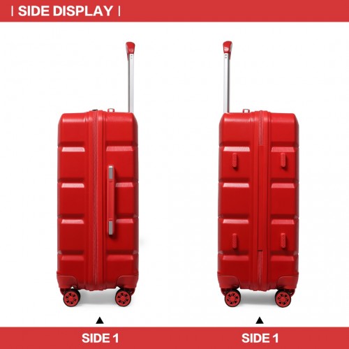 Kono 24 Inch Lightweight Hard Shell ABS Suitcase With TSA Lock - Red