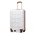 Kono 20 Inch Lightweight Hard Shell ABS Luggage Cabin Suitcase With TSA Lock - White