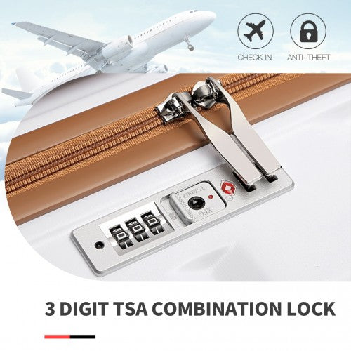 Kono 20 Inch Lightweight Hard Shell ABS Luggage Cabin Suitcase With TSA Lock - White