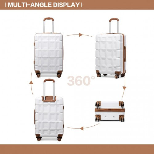 Kono 24 Inch Lightweight Hard Shell ABS Suitcase With TSA Lock - White
