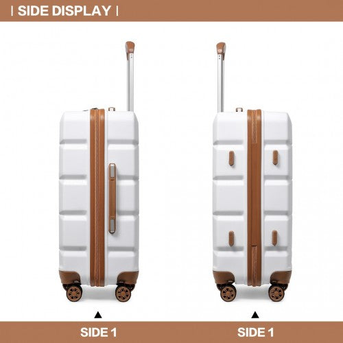 Kono 24 Inch Lightweight Hard Shell ABS Suitcase With TSA Lock - White
