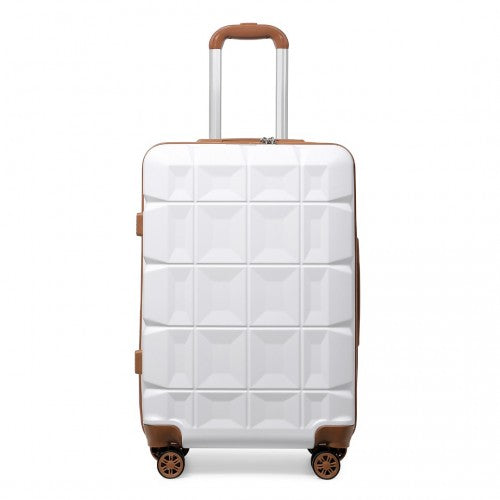 Kono 24 Inch Lightweight Hard Shell ABS Suitcase With TSA Lock - White