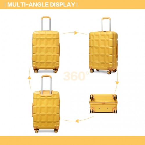 Kono 24 Inch Lightweight Hard Shell ABS Suitcase With TSA Lock - Yellow