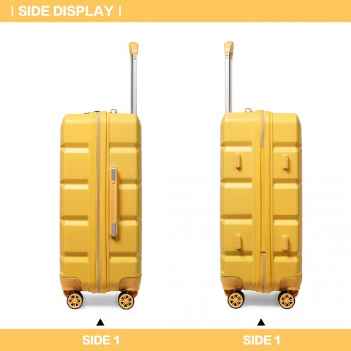 Kono 24 Inch Lightweight Hard Shell ABS Suitcase With TSA Lock - Yellow