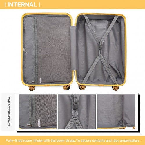 Kono 28 Inch Lightweight Hard Shell ABS Suitcase With TSA Lock - Yellow