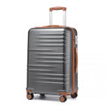 British Traveller 28 Inch Durable Polycarbonate and ABS Hard Shell Suitcase With TSA Lock - Grey And Brown