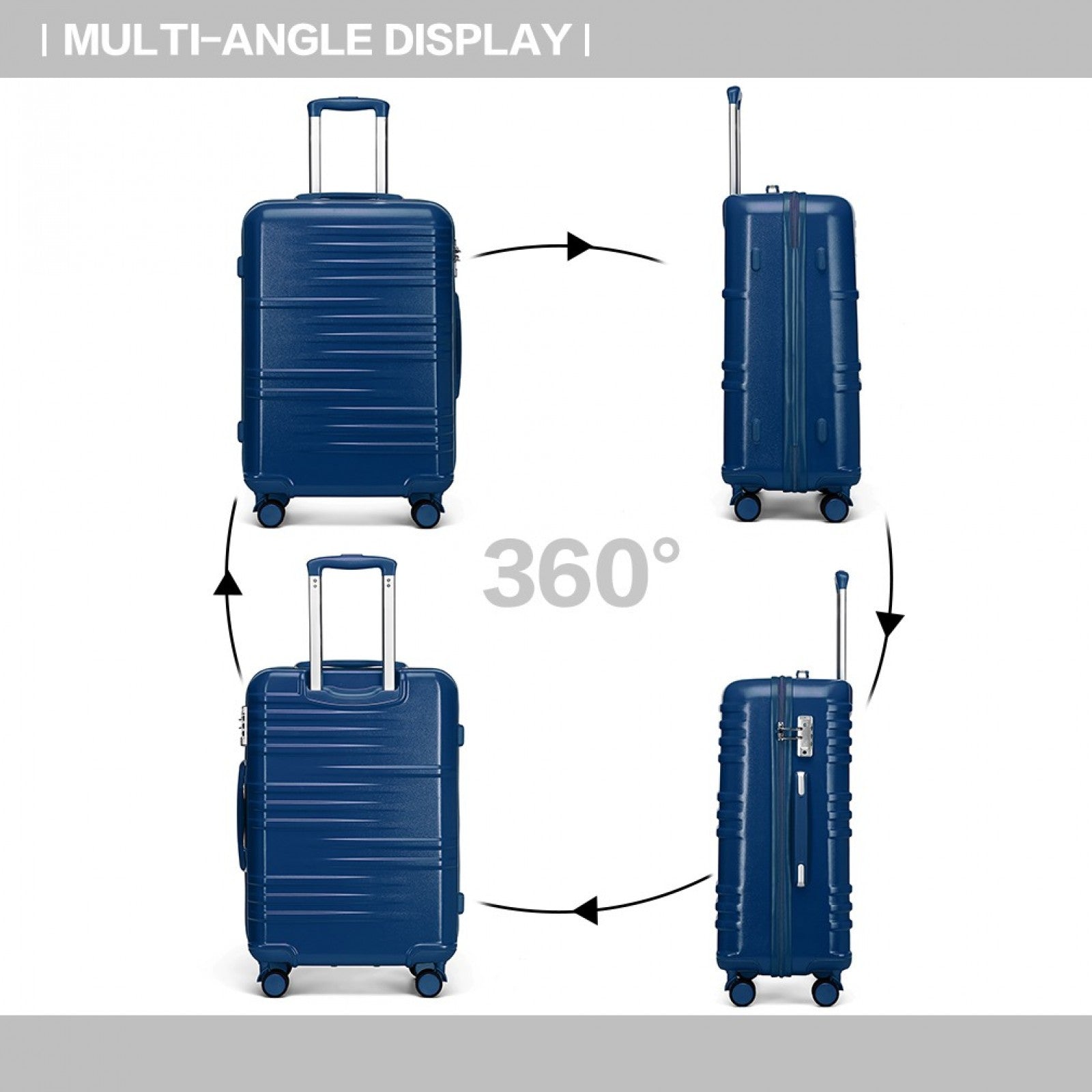 British Traveller 24 Inch Durable Polycarbonate and ABS Hard Shell Suitcase With TSA Lock - Navy