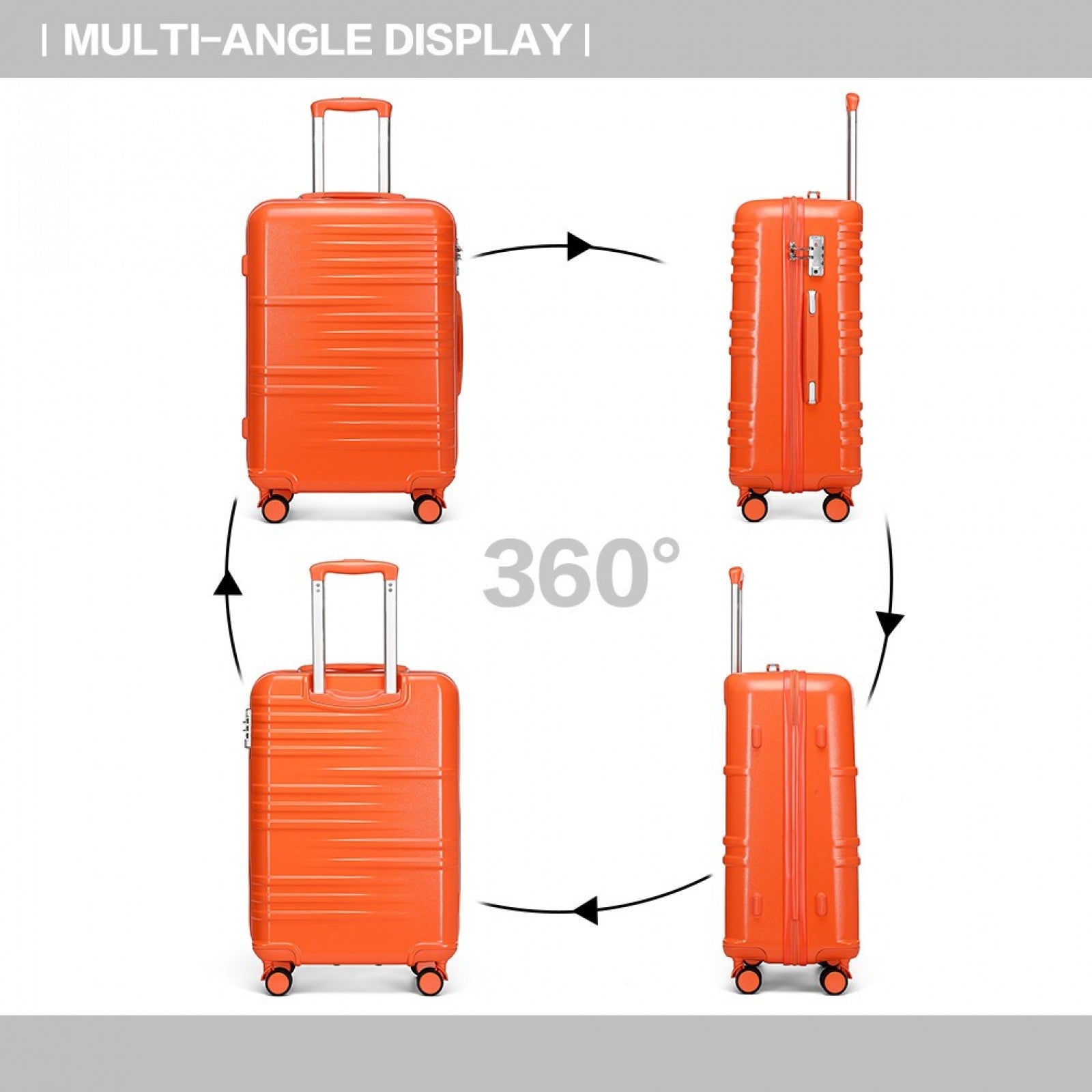 British Traveller 24 Inch Durable Polycarbonate and ABS Hard Shell Suitcase With TSA Lock - Orange
