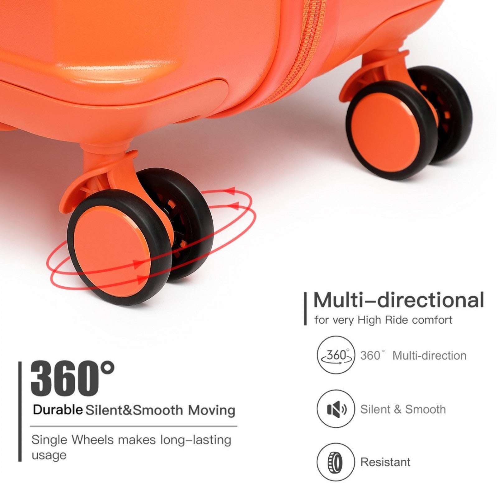 British Traveller 24 Inch Durable Polycarbonate and ABS Hard Shell Suitcase With TSA Lock - Orange