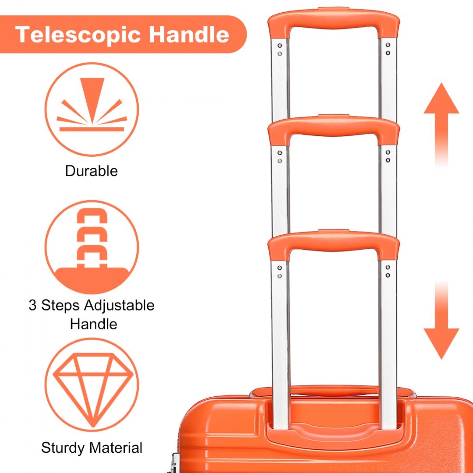 British Traveller 24 Inch Durable Polycarbonate and ABS Hard Shell Suitcase With TSA Lock - Orange