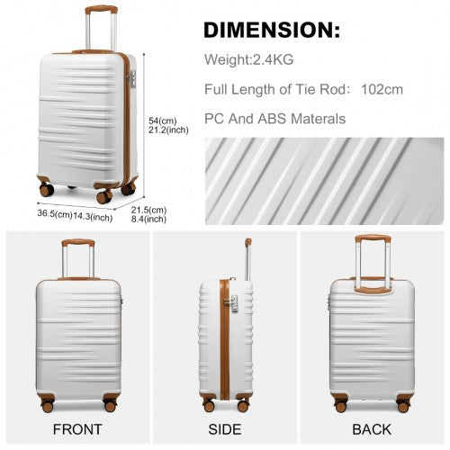 British Traveller 20 Inch Durable Polycarbonate and ABS Hard Shell Suitcase With TSA Lock - White