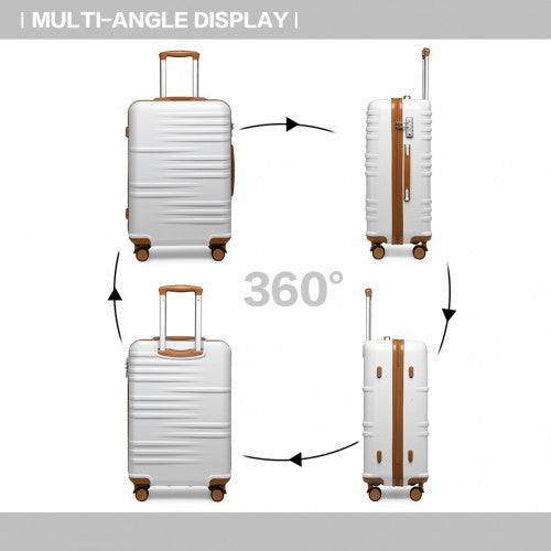British Traveller 24 Inch Durable Polycarbonate and ABS Hard Shell Suitcase With TSA Lock - White