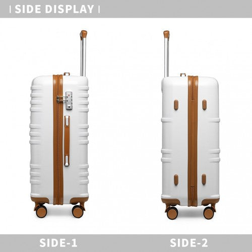 British Traveller 24 Inch Durable Polycarbonate and ABS Hard Shell Suitcase With TSA Lock - White
