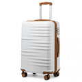 British Traveller 24 Inch Durable Polycarbonate and ABS Hard Shell Suitcase With TSA Lock - White