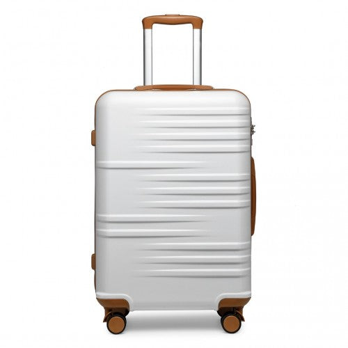 British Traveller 24 Inch Durable Polycarbonate and ABS Hard Shell Suitcase With TSA Lock - White