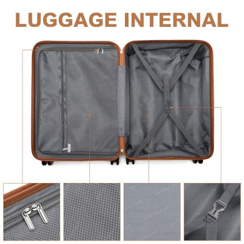 British Traveller 20 Inch Durable Polycarbonate and ABS Hard Shell Suitcase With TSA Lock - White