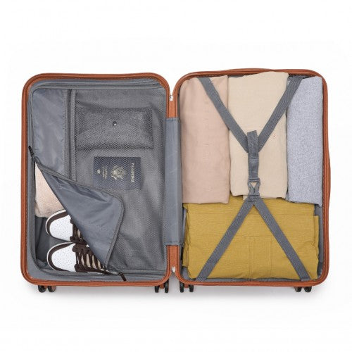 British Traveller 3 Pcs Set Durable Polycarbonate and ABS Hard Shell Suitcase With TSA Lock - White