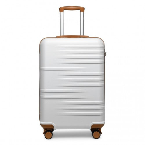British Traveller 20 Inch Durable Polycarbonate and ABS Hard Shell Suitcase With TSA Lock - White