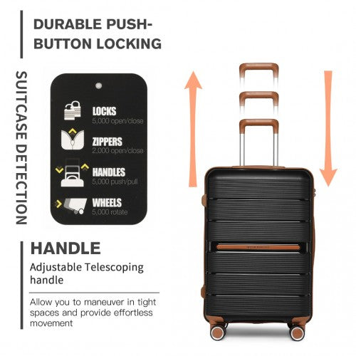 British Traveller 28 Inch Multi - Texture Polypropylene Hard Shell Suitcase With TSA Lock - Black