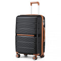 British Traveller 24 Inch Multi - Texture Polypropylene Hard Shell Suitcase With TSA Lock - Black