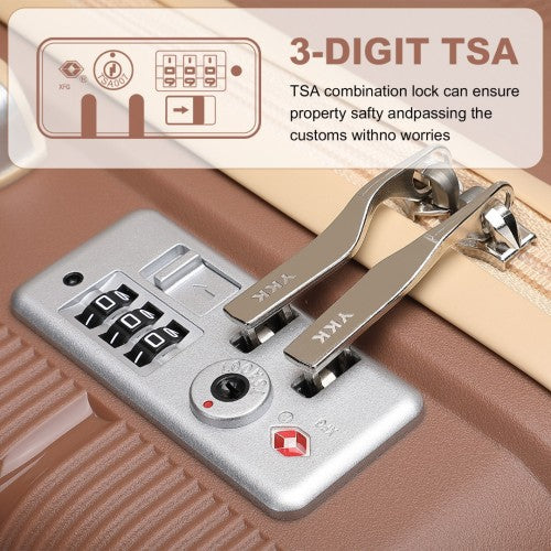 British Traveller 24 Inch Multi - Texture Polypropylene Hard Shell Suitcase With TSA Lock - Brown And Apricot