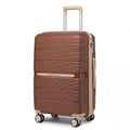 British Traveller 20 Inch Multi - Texture Polypropylene Hard Shell Suitcase With TSA Lock - Brown And Apricot