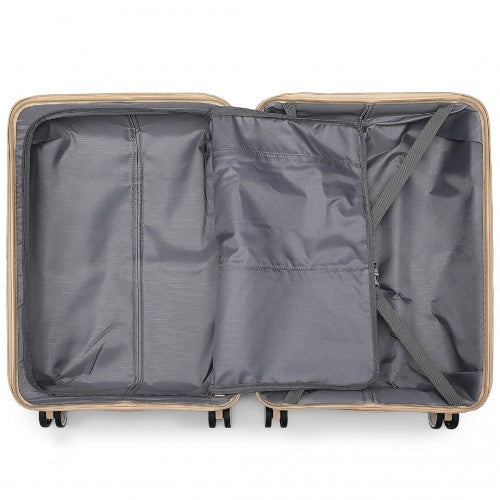 British Traveller 24 Inch Multi - Texture Polypropylene Hard Shell Suitcase With TSA Lock - Brown And Apricot