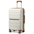 British Traveller 28 Inch Multi - Texture Polypropylene Hard Shell Suitcase With TSA Lock - Cream