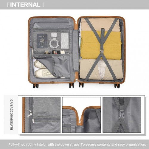 British Traveller 28 Inch Multi - Texture Polypropylene Hard Shell Suitcase With TSA Lock - Cream