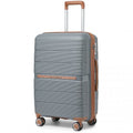 British Traveller 20 Inch Multi - Texture Polypropylene Hard Shell Suitcase With TSA Lock - Grey And Brown
