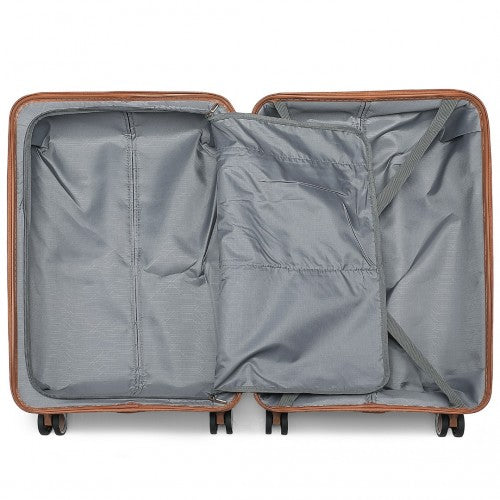 British Traveller 20 Inch Multi - Texture Polypropylene Hard Shell Suitcase With TSA Lock - Grey And Brown