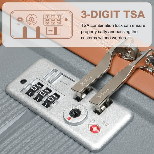 British Traveller 20 Inch Multi - Texture Polypropylene Hard Shell Suitcase With TSA Lock - Grey And Brown