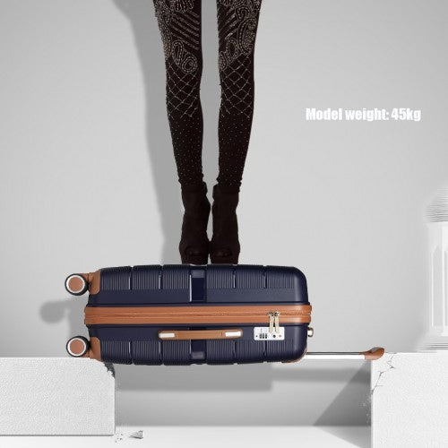 British Traveller 28 Inch Multi - Texture Polypropylene Hard Shell Suitcase With TSA Lock - Navy