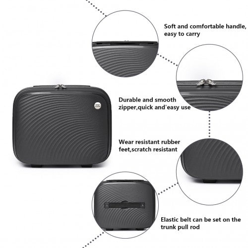British Traveller 4 Pcs Set Spinner Hard Shell PP Suitcase With TSA Lock And Vanity Case - Black