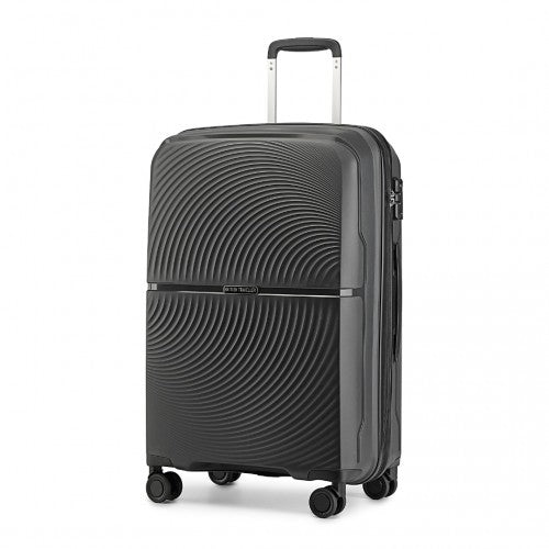 British Traveller 24 Inch Spinner Hard Shell PP Suitcase With TSA Lock - Black