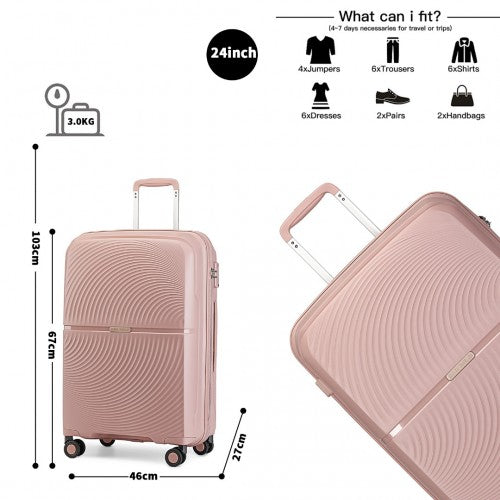 British Traveller 24 Inch Spinner Hard Shell PP Suitcase With TSA Lock - Nude