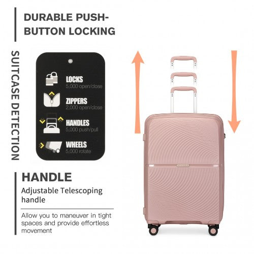 British Traveller 24 Inch Spinner Hard Shell PP Suitcase With TSA Lock - Nude