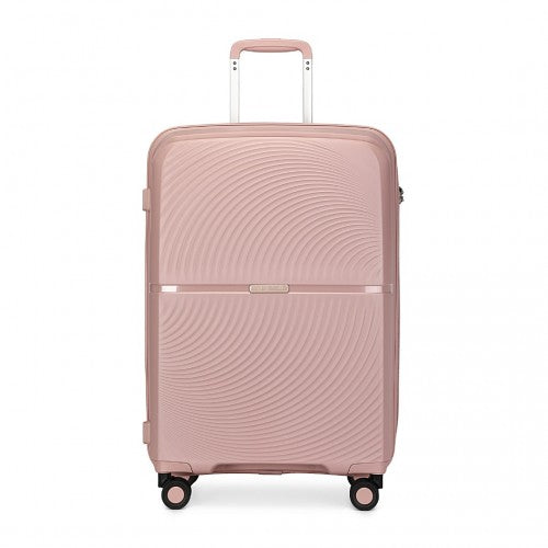 British Traveller 3 Pcs Set Spinner Hard Shell PP Suitcase With TSA Lock - Nude