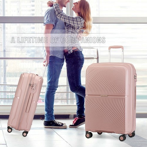 British Traveller 20 Inch Spinner Hard Shell PP Suitcase With TSA Lock - Nude