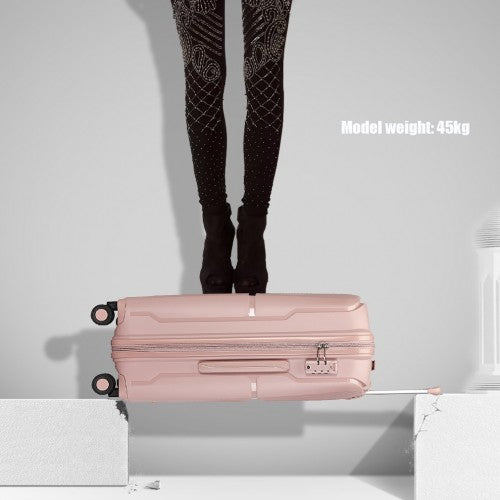 British Traveller 20 Inch Spinner Hard Shell PP Suitcase With TSA Lock - Nude