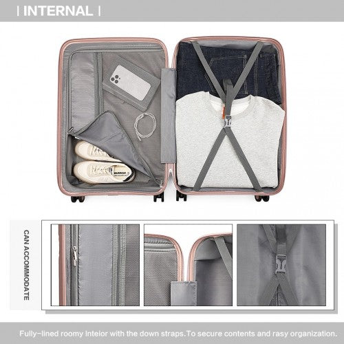 British Traveller 20 Inch Spinner Hard Shell PP Suitcase With TSA Lock - Nude