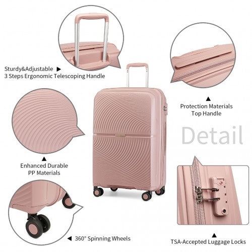 British Traveller 20 Inch Spinner Hard Shell PP Suitcase With TSA Lock - Nude