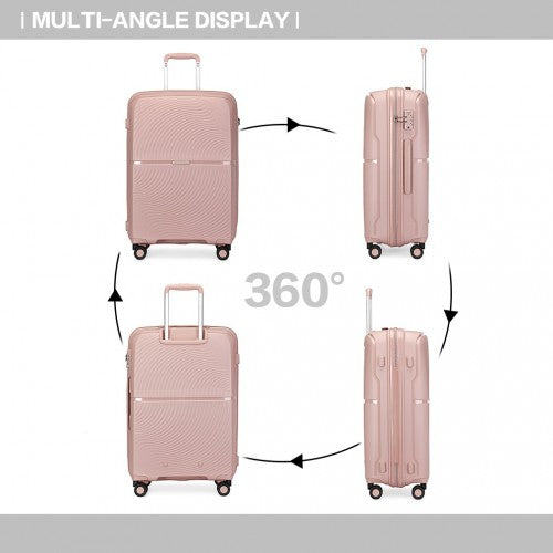British Traveller 20 Inch Spinner Hard Shell PP Suitcase With TSA Lock - Nude