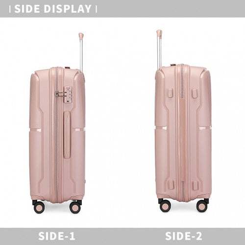 British Traveller 3 Pcs Set Spinner Hard Shell PP Suitcase With TSA Lock - Nude